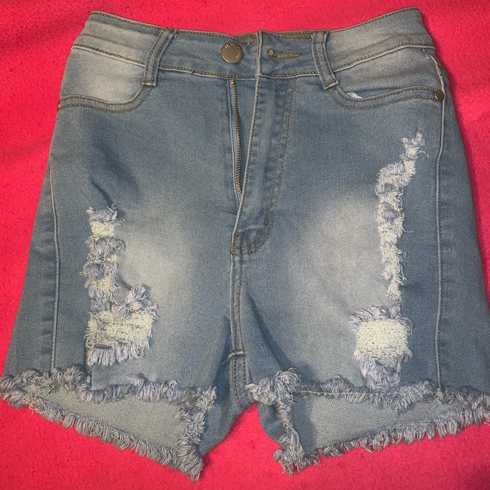 High waisted jean shorts